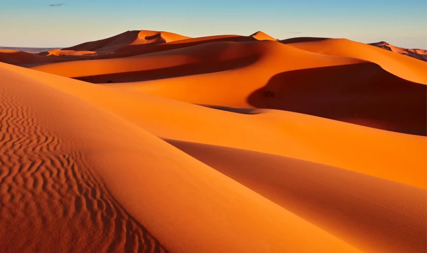 Sand dunes in the Sahara Desert, near Merzouga in Morocco