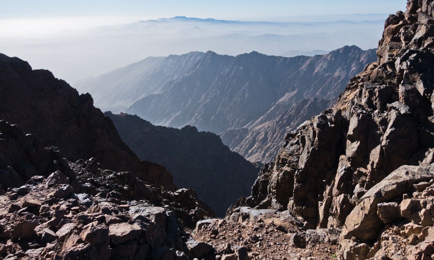 Tallest peaks of High Atlas Mountains including Toubkal