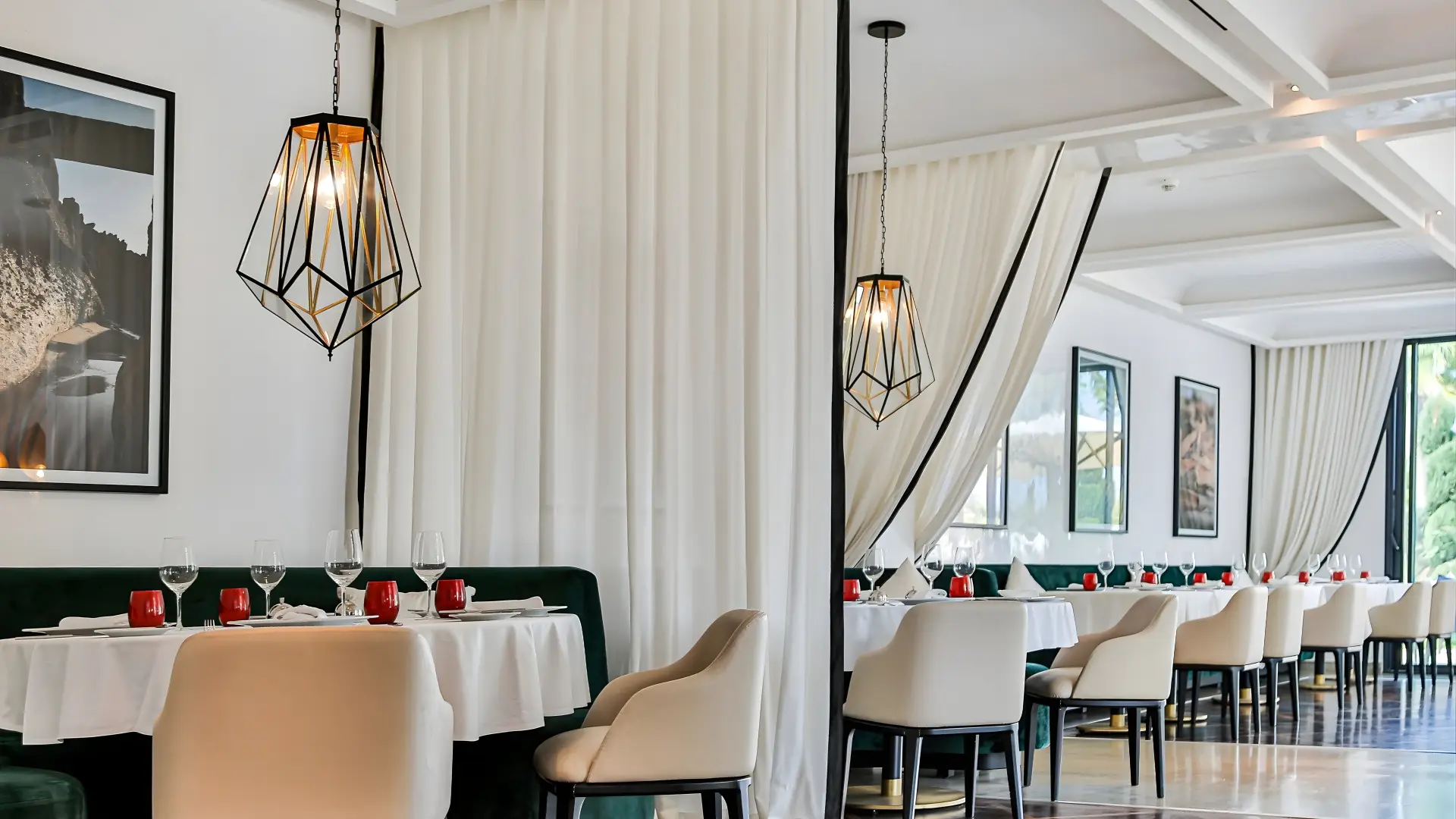 Elegant dining space at Le Safran Restaurant in STORY Rabat, offering a sophisticated atmosphere and delicious cuisine at one of the best restaurants in Rabat