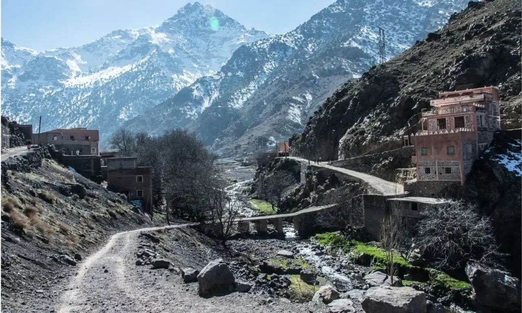 Bergdorf im Toubkal-Nationalpark in Marokko