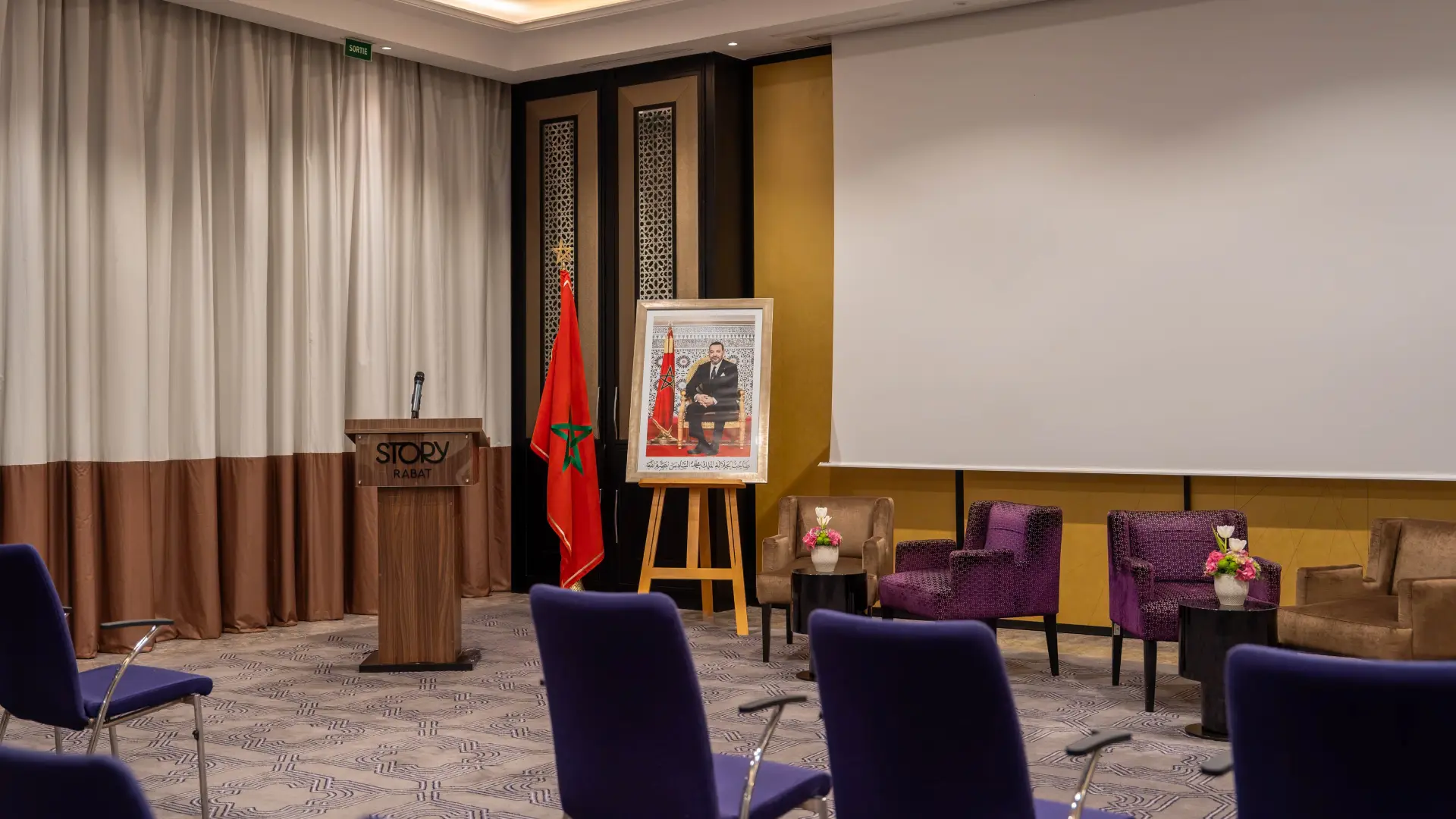 Al Andalus meeting room at STORY Rabat showcasing elegant setup and professional space at one of the 5 star hotels in Rabat Morocco