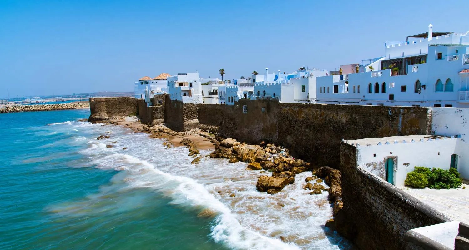 Asilah's Portuguese sea walls and whitewashed medina along the Atlantic coast