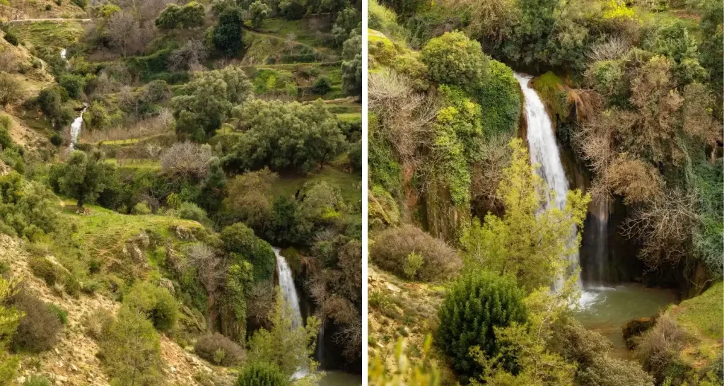 Waterfall surrounded by greenery at Cascades de Ras el-Oued