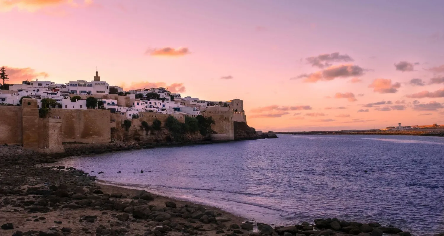 Kasbah of the Udayas by the river at sunset in Rabat